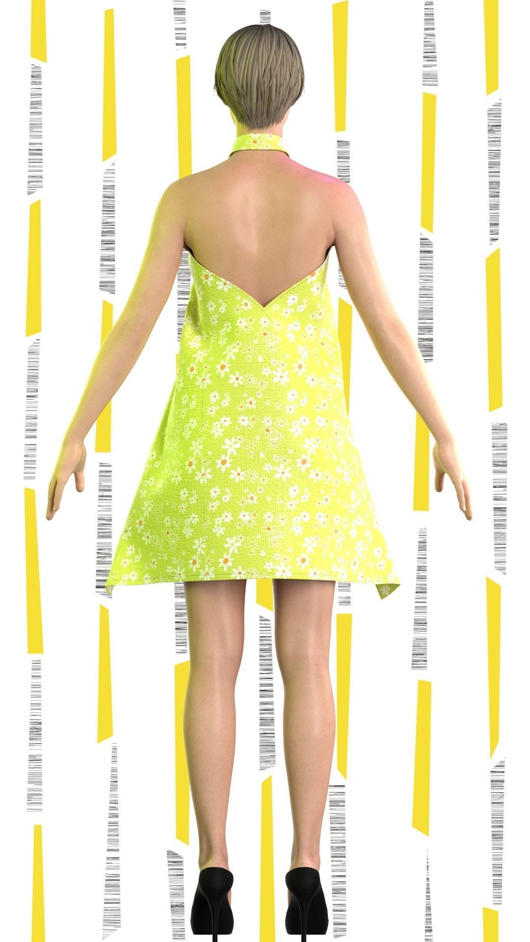  Ladies Tonic and Linen Shorts Low-poly 3D model_2