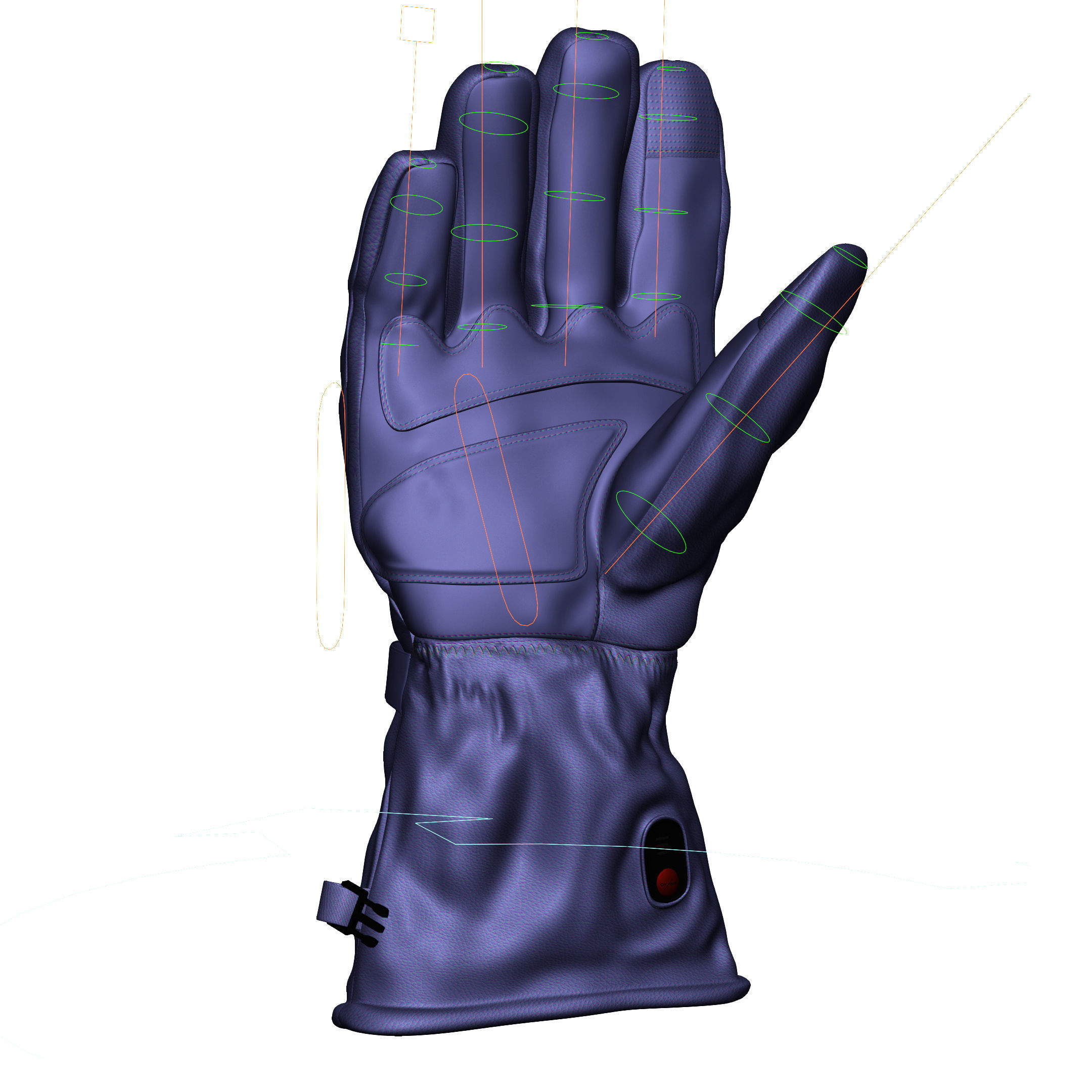 realistic glove pair of gloves with stitching Low-poly 3D model_5