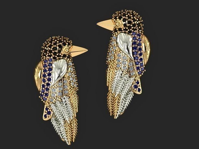Birds earrings 3D print model