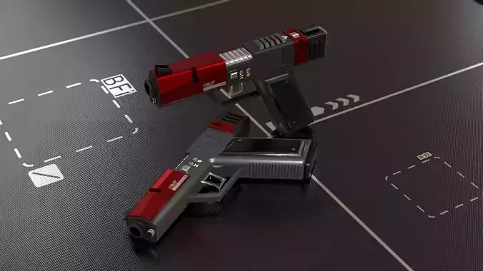 Sci Fi Gun Pistol Low-poly 3D model
