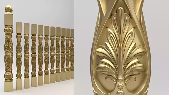 Carved Baluster 3D model