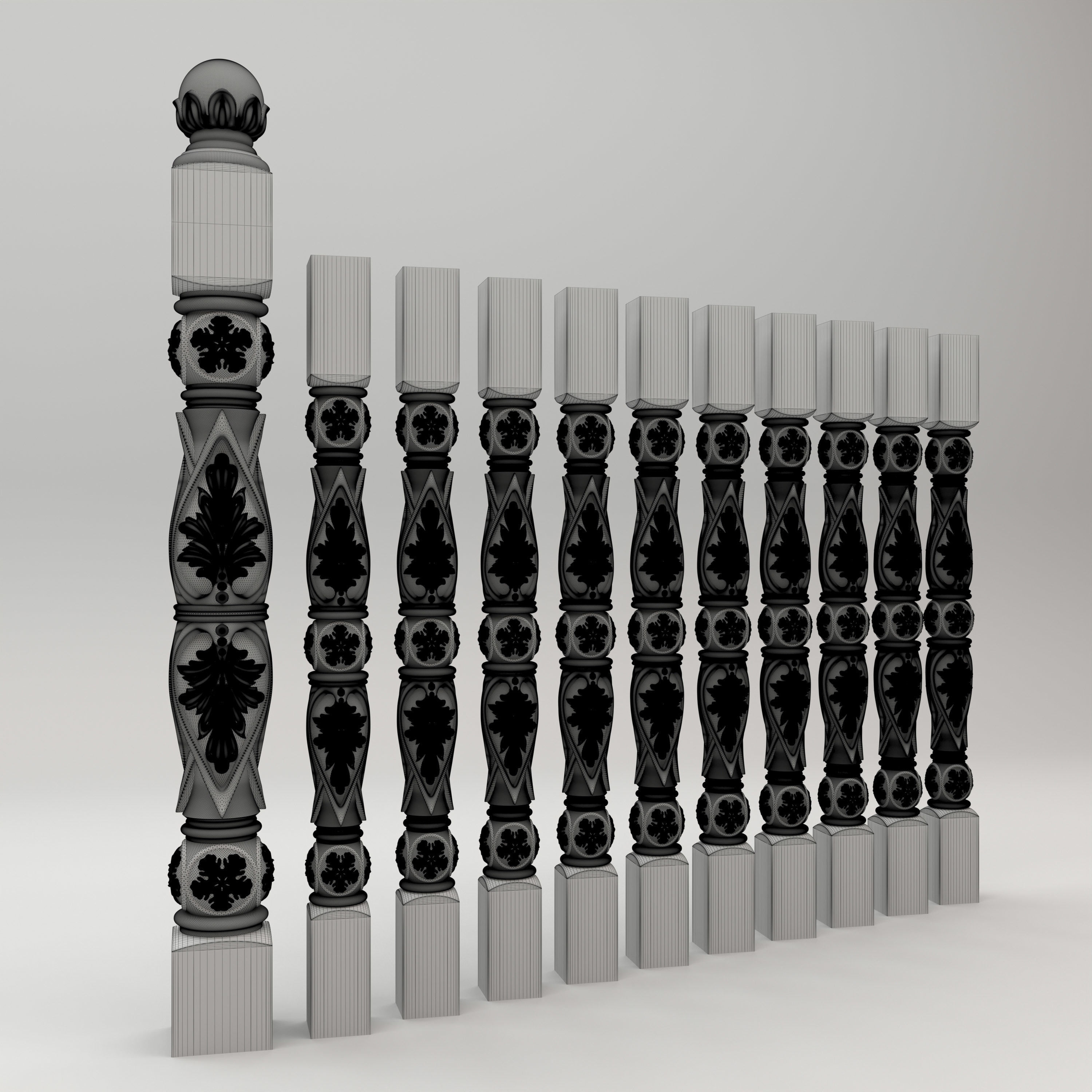 Carved Baluster 3D model_5