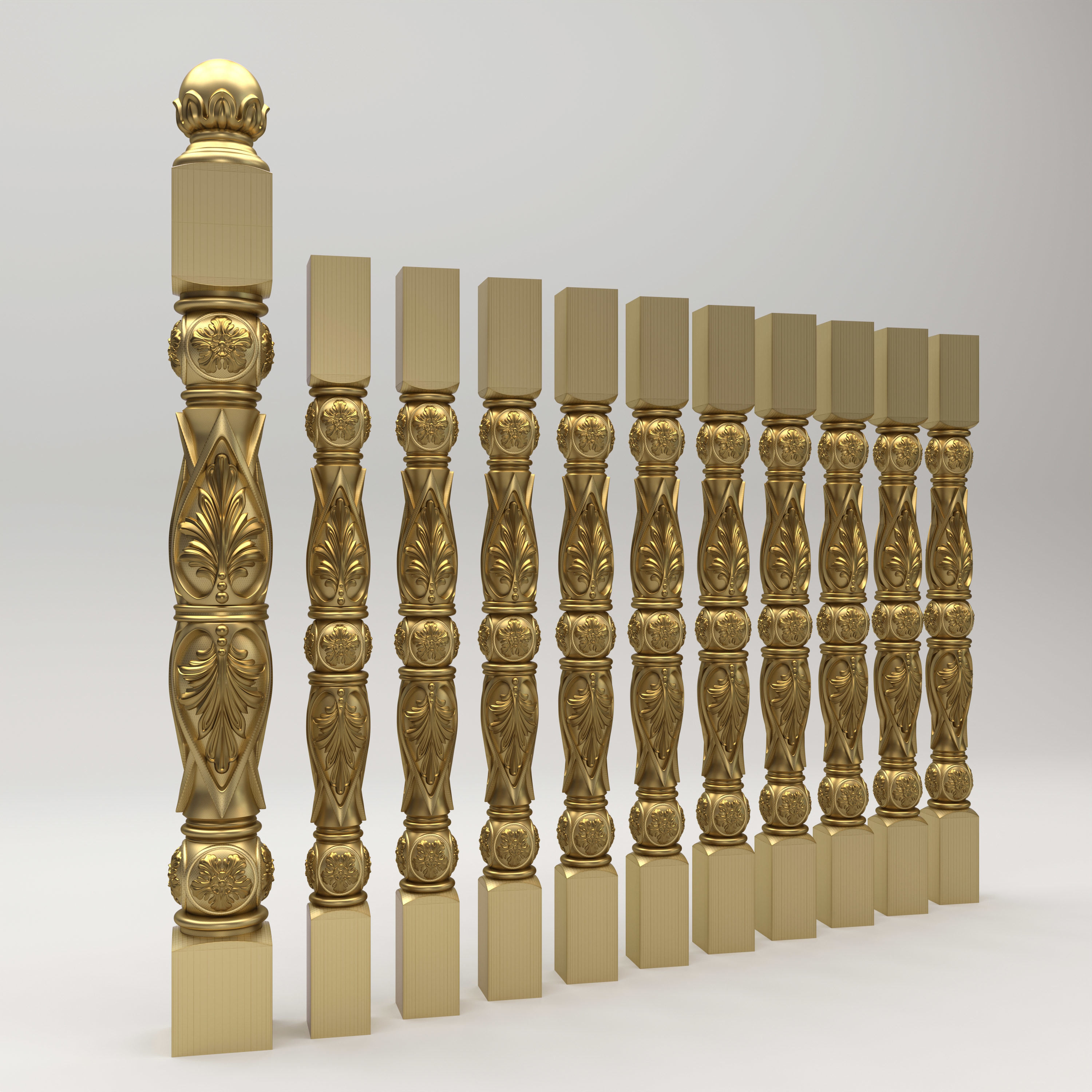 Carved Baluster 3D model_2