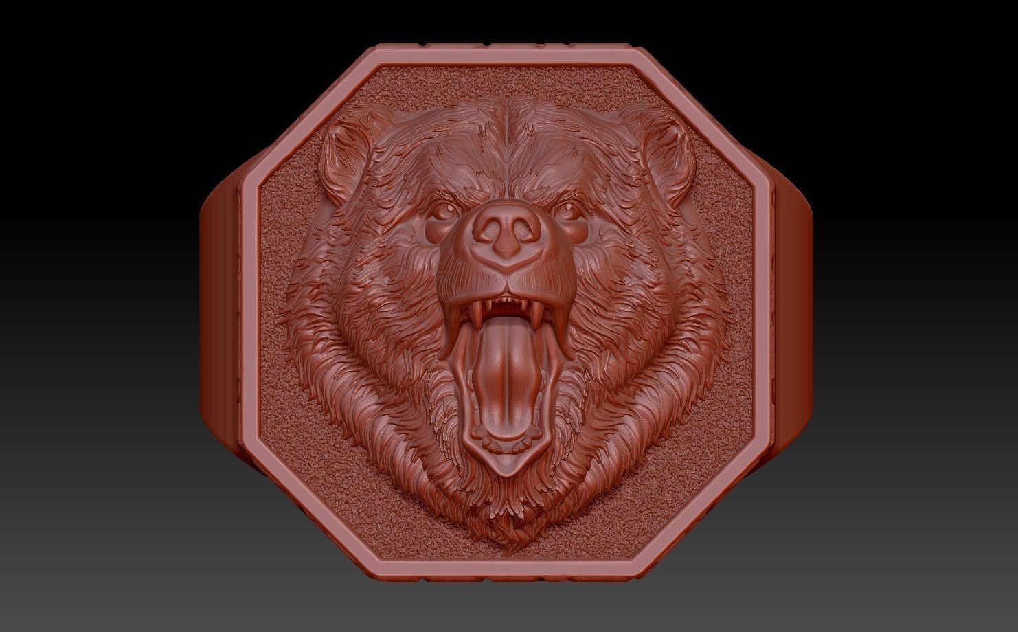 Brutal Bear Ring 3D print model_6