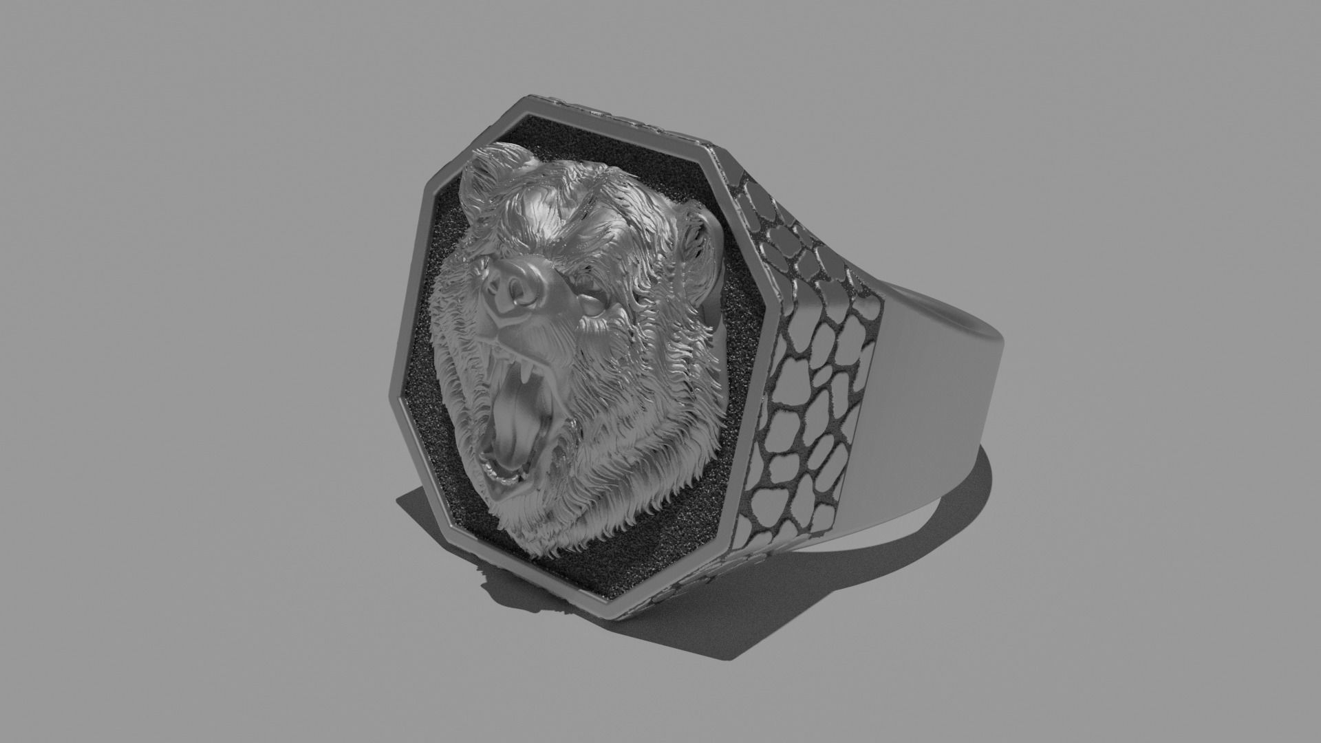 Brutal Bear Ring 3D print model_1