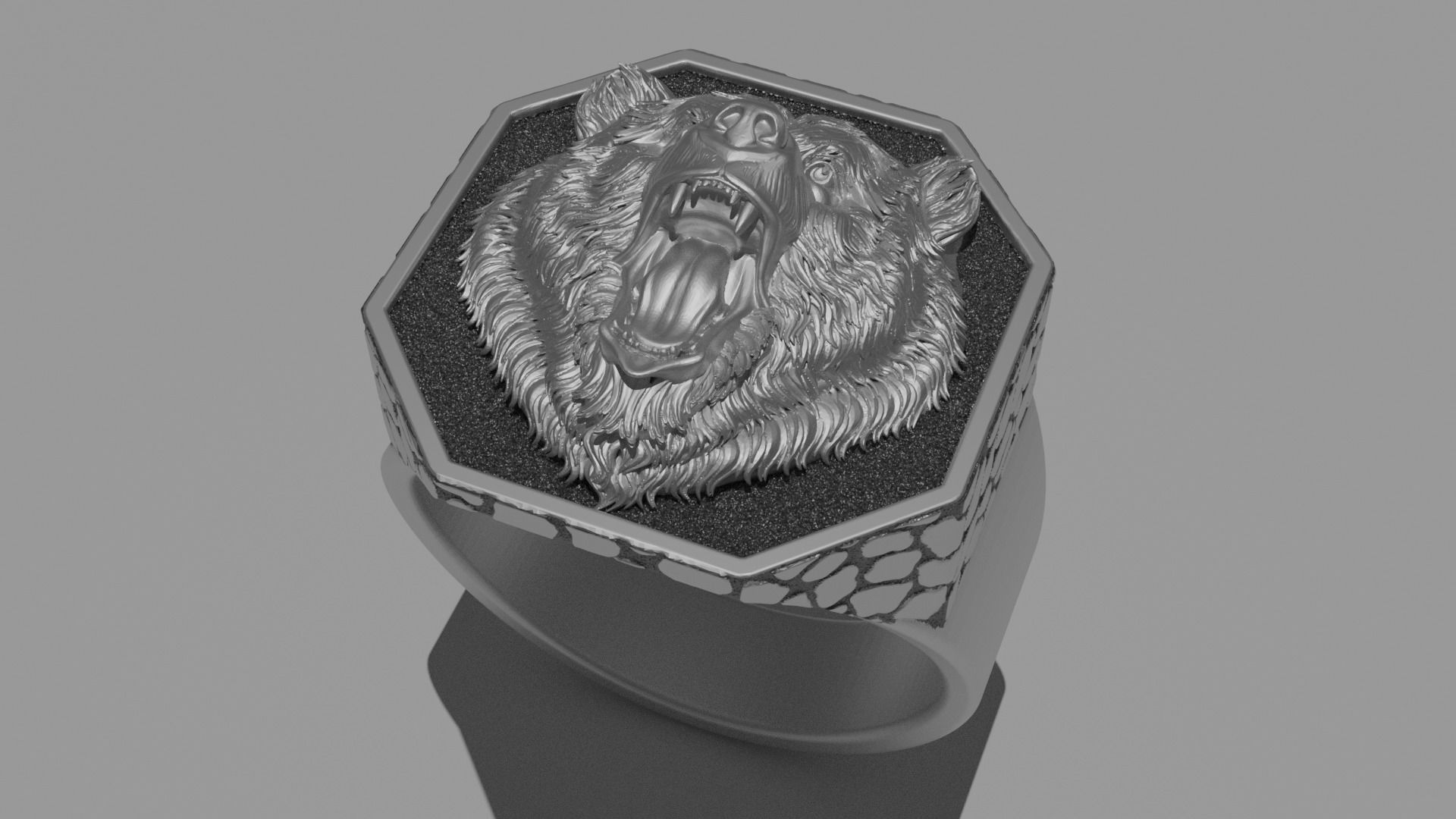 Brutal Bear Ring 3D print model_0