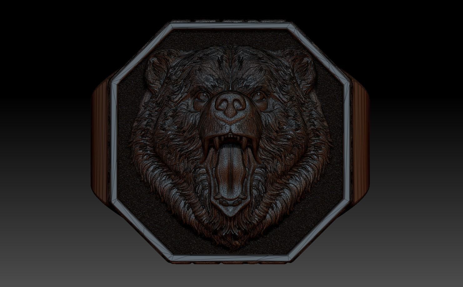 Brutal Bear Ring 3D print model_7