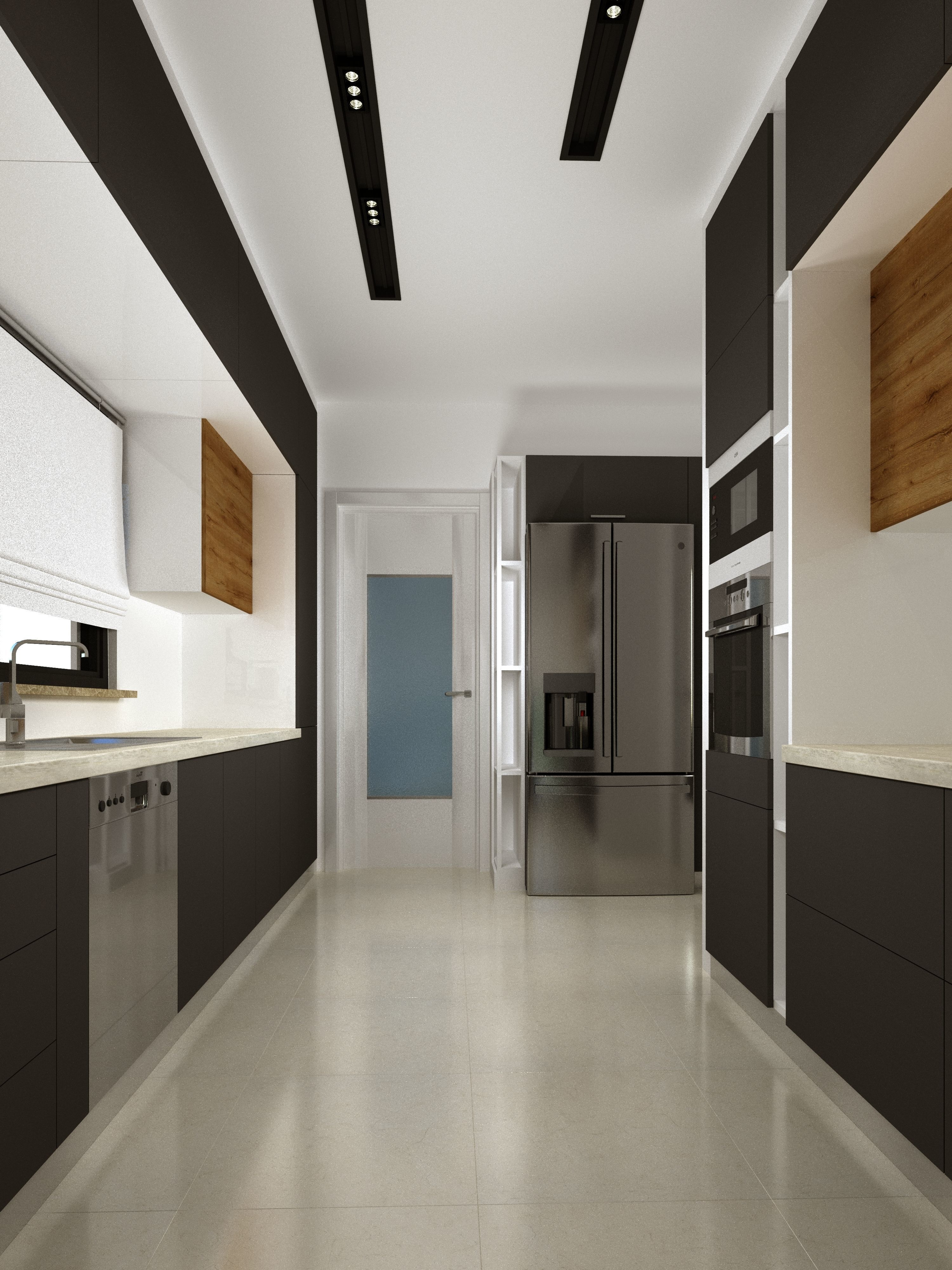 Kitchen modern with cabinets 3D model_1