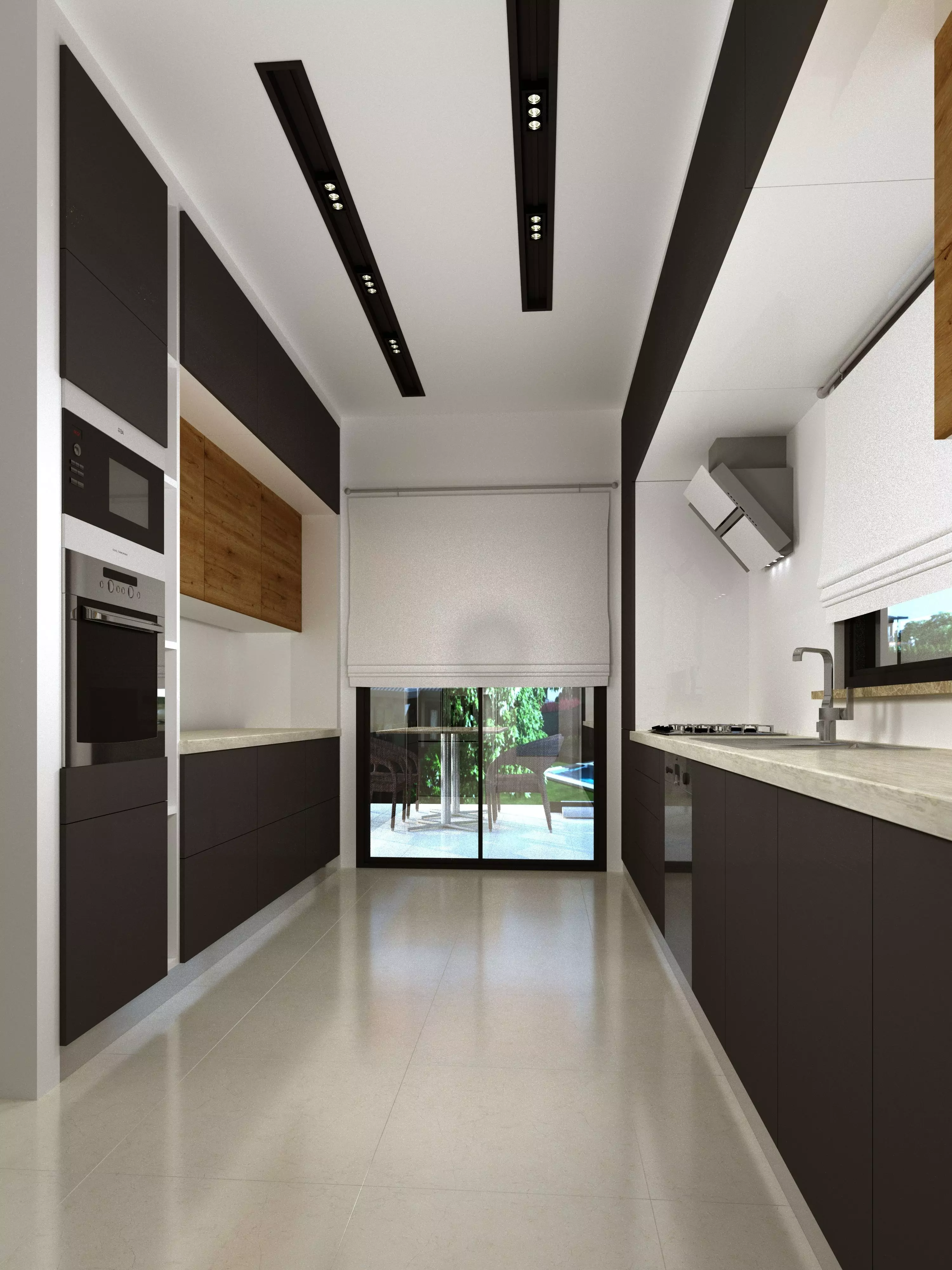 Kitchen modern with cabinets 3D model_0