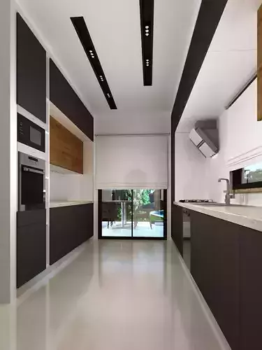 Kitchen modern with cabinets