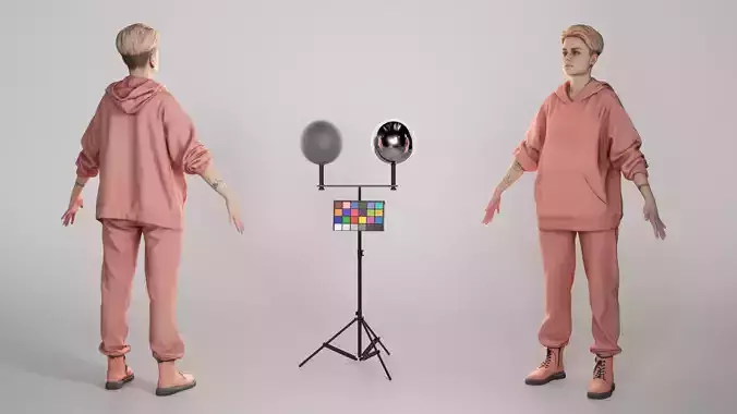 Young woman in tracksuit ready for animation 302 Low-poly 3D model