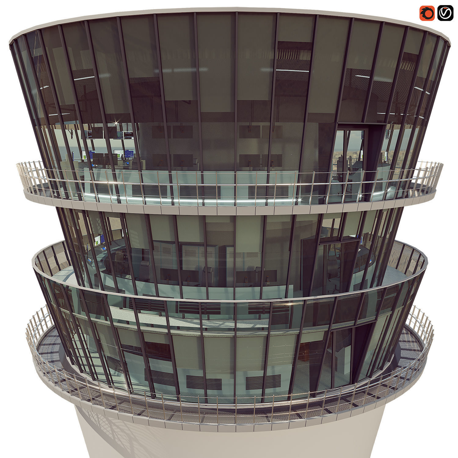 Air traffic control tower  3D model_1