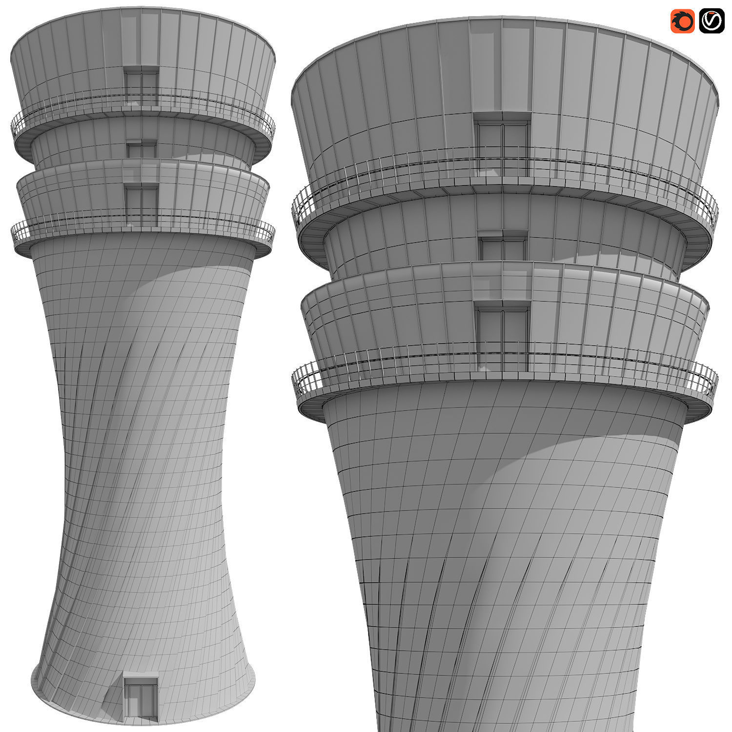 Air traffic control tower  3D model_2
