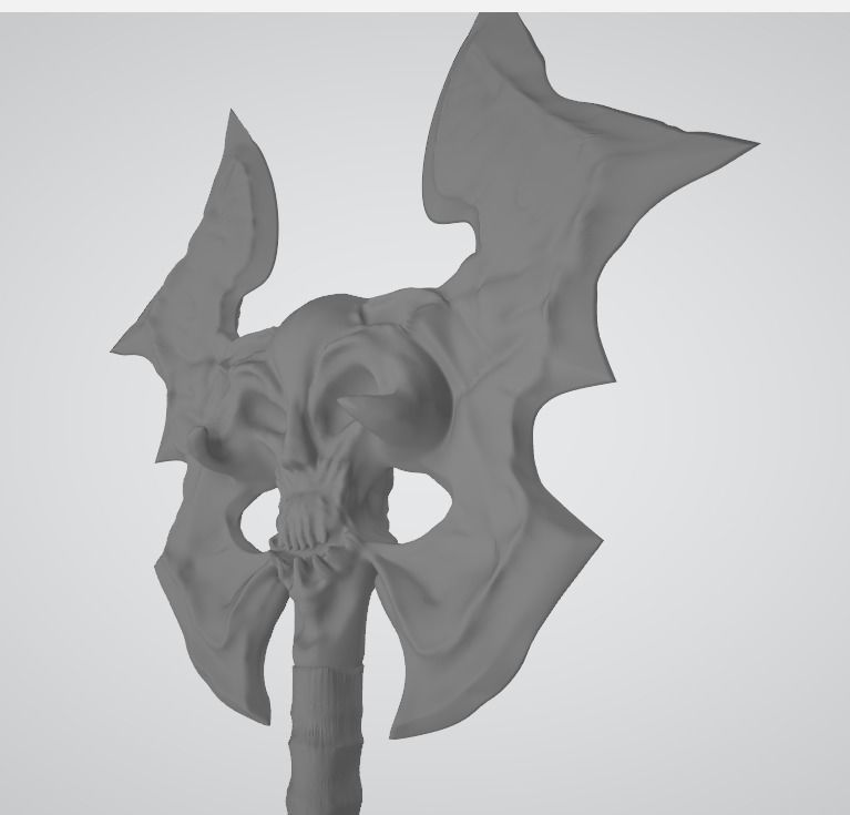 skull axe 3D model_1