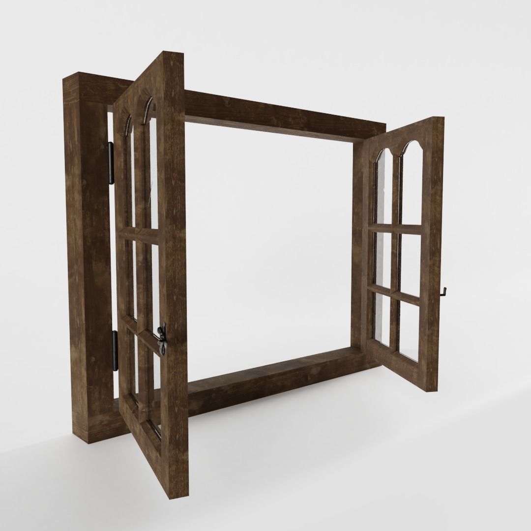 Antique Victorian Window Low-poly 3D model_2