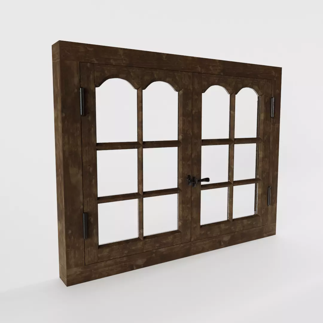 Antique Victorian Window Low-poly 3D model_0