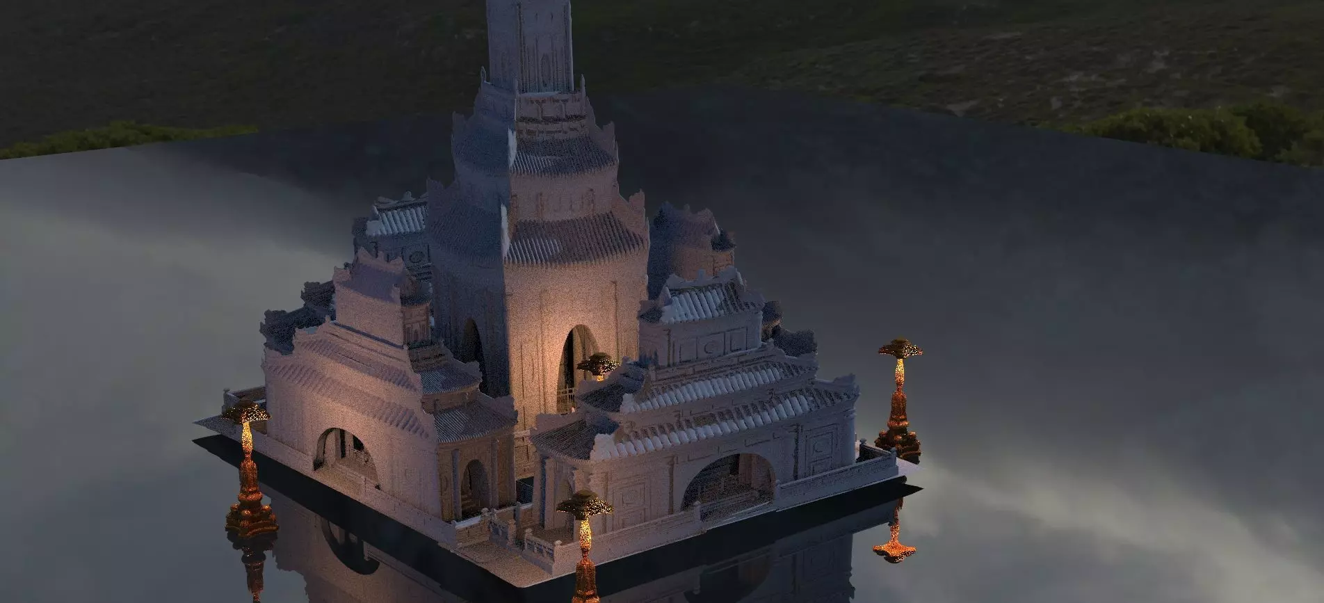 Japanese temple haunted  Big complete version 3D model_0