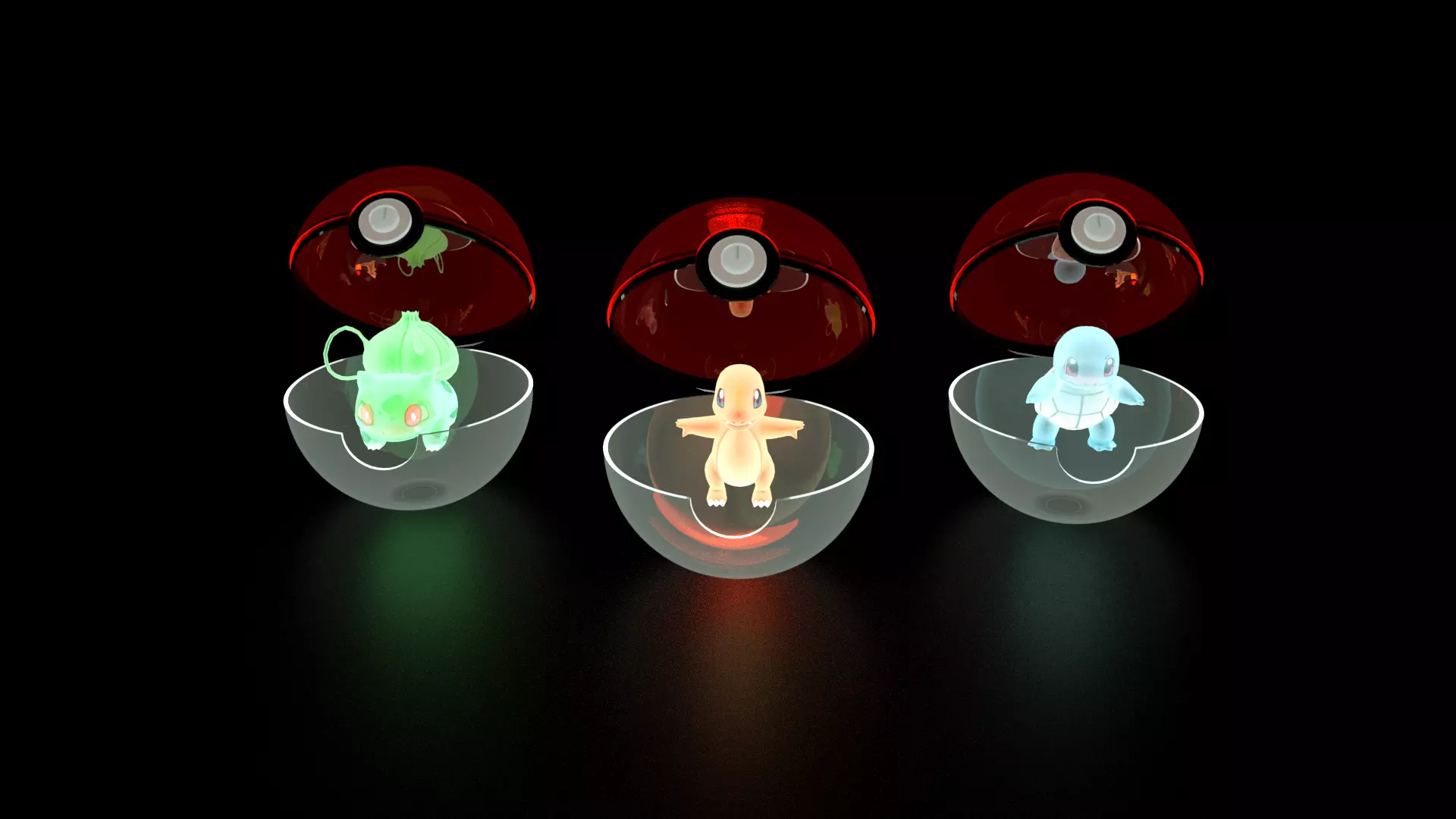 pokemon three glow in figurines Free low-poly 3D model