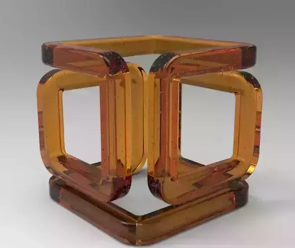 The Cube orange glass vase with square shape