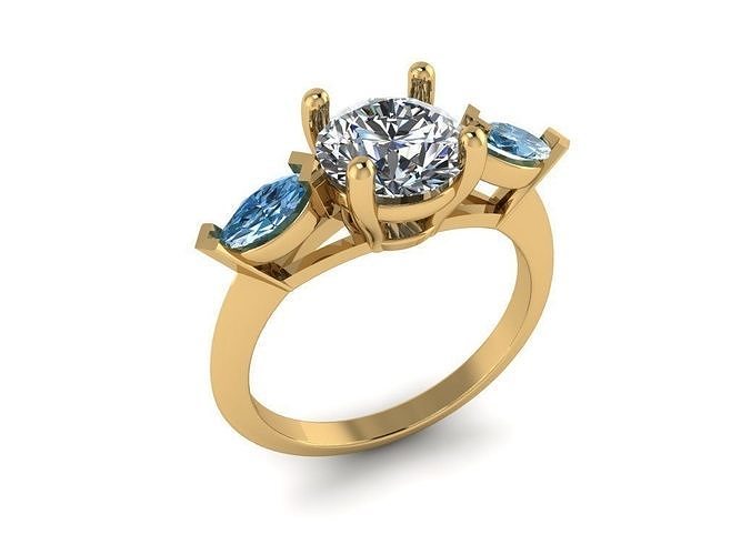3 stone ring  377 3D print model