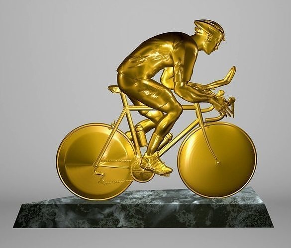 Cyclist 3D model gold statue of man riding bike 3D print model