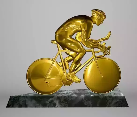 Cyclist 3D model gold statue of man riding bike 3D print model