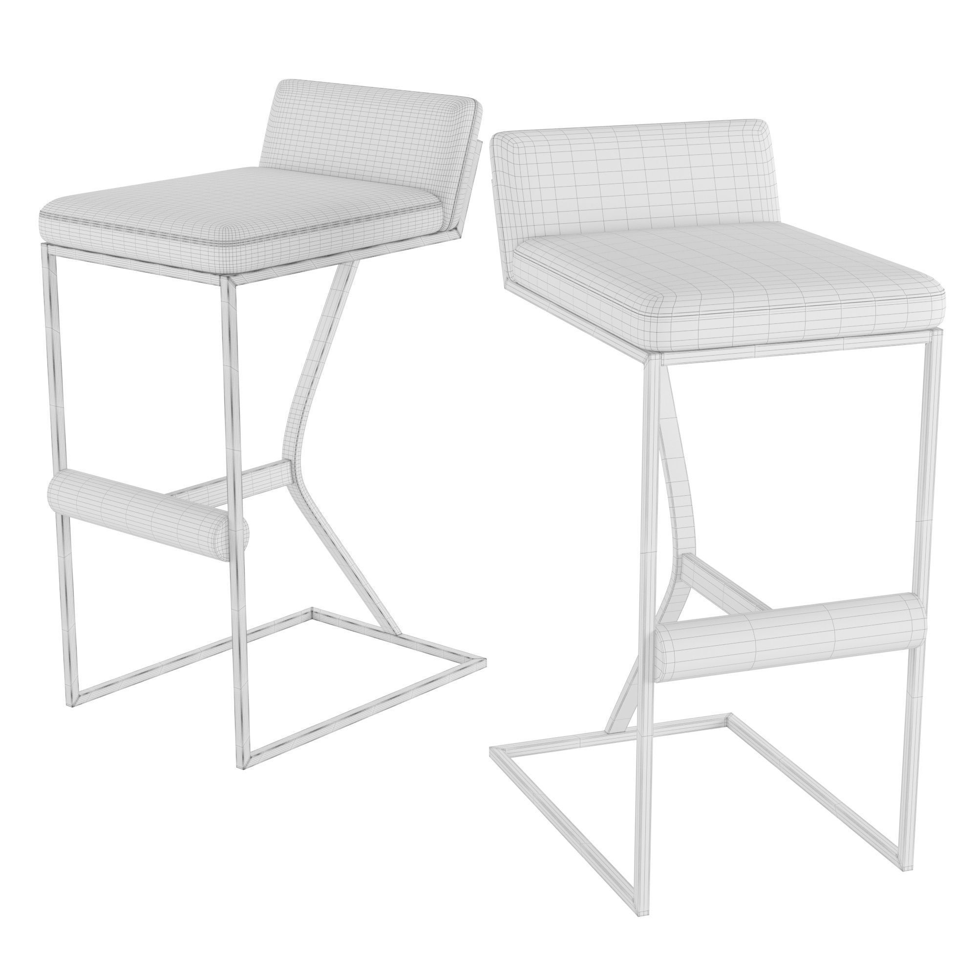 White Genuine Leather Bar Stool 3D model CGTrader