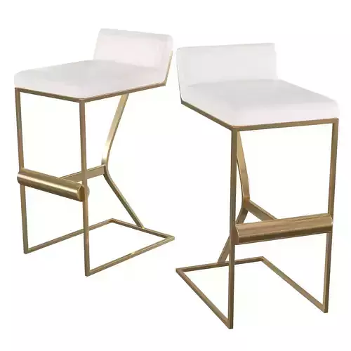 White Genuine Leather Bar Stool 