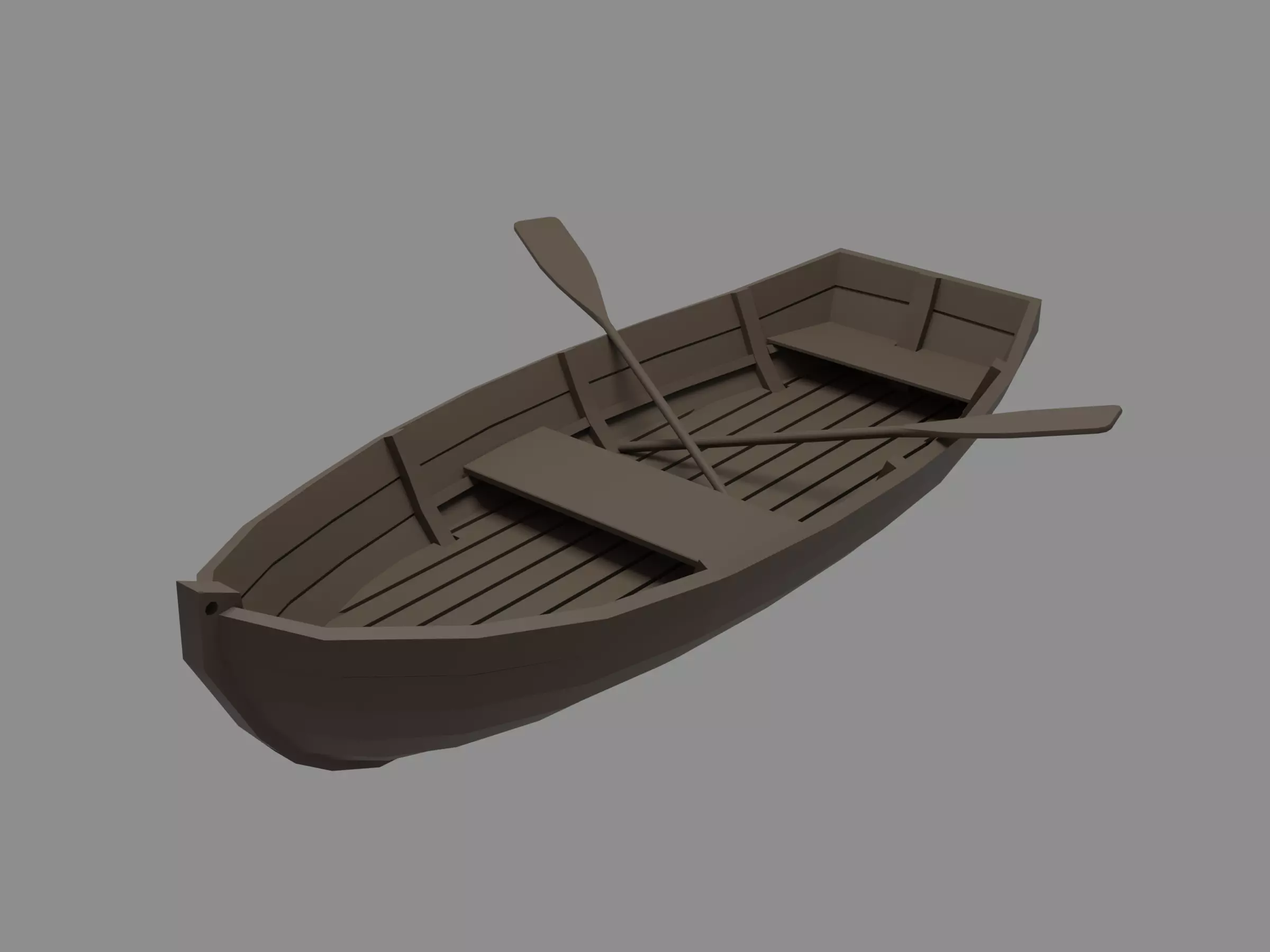 Wooden boat Low-poly 3D model_0