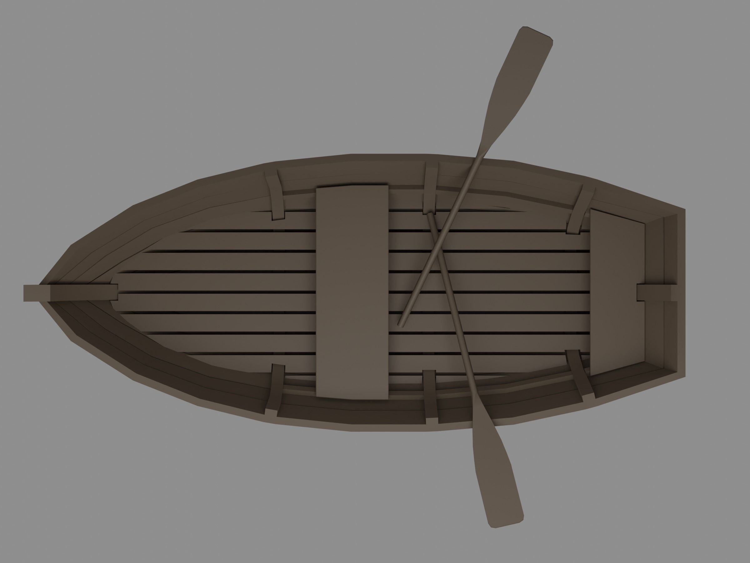 Wooden boat Low-poly 3D model_3
