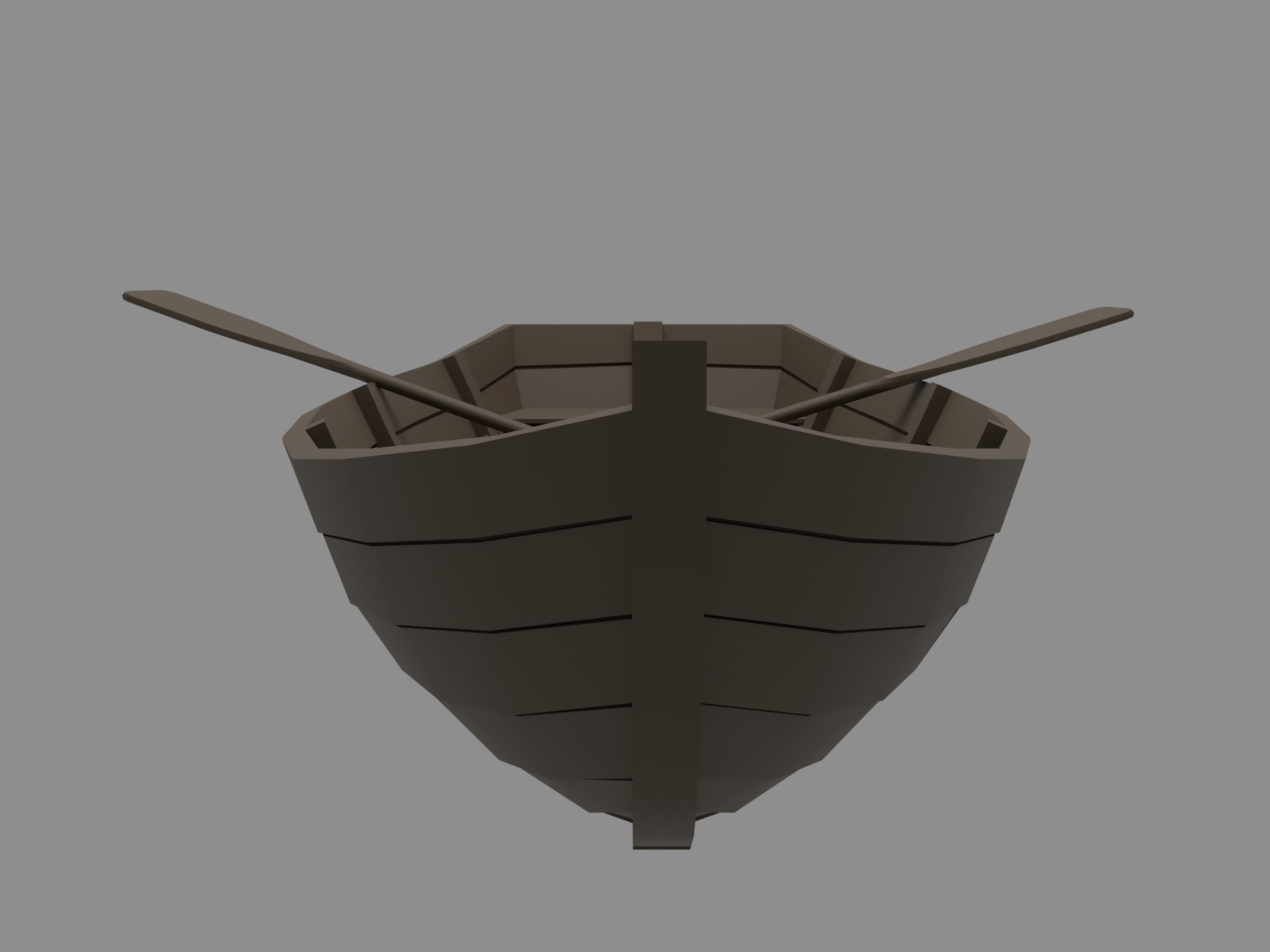 Wooden boat Low-poly 3D model_6