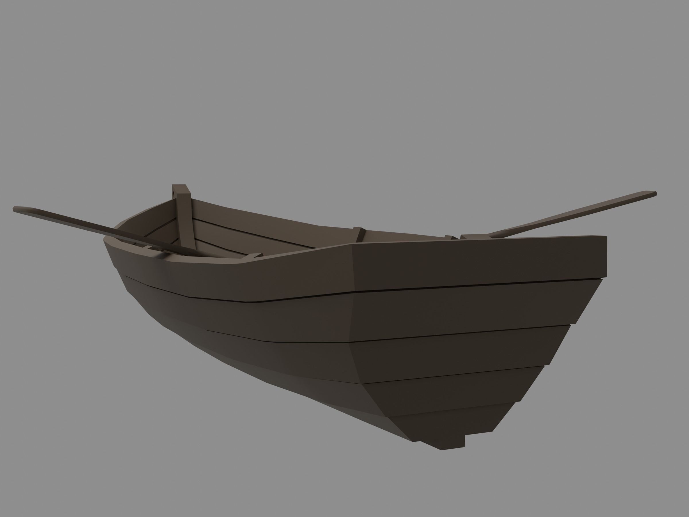 Wooden boat Low-poly 3D model_4
