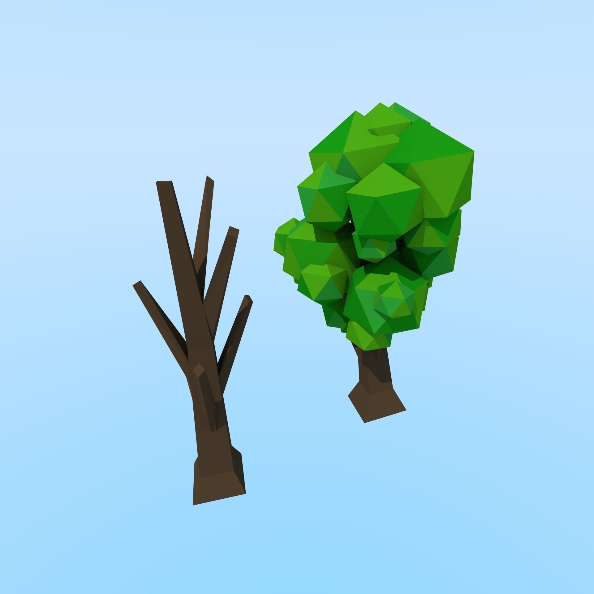 Tree pack Free low-poly 3D model_1