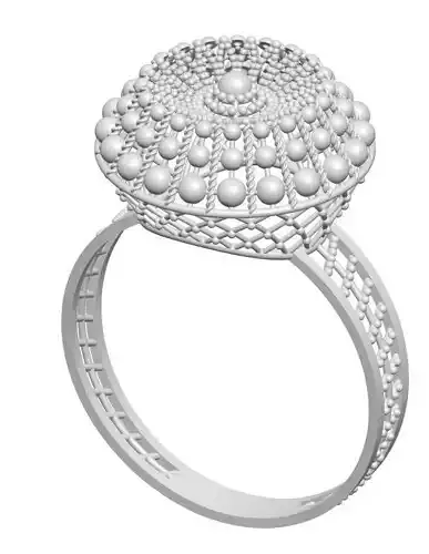 Ring 6 silver with beads