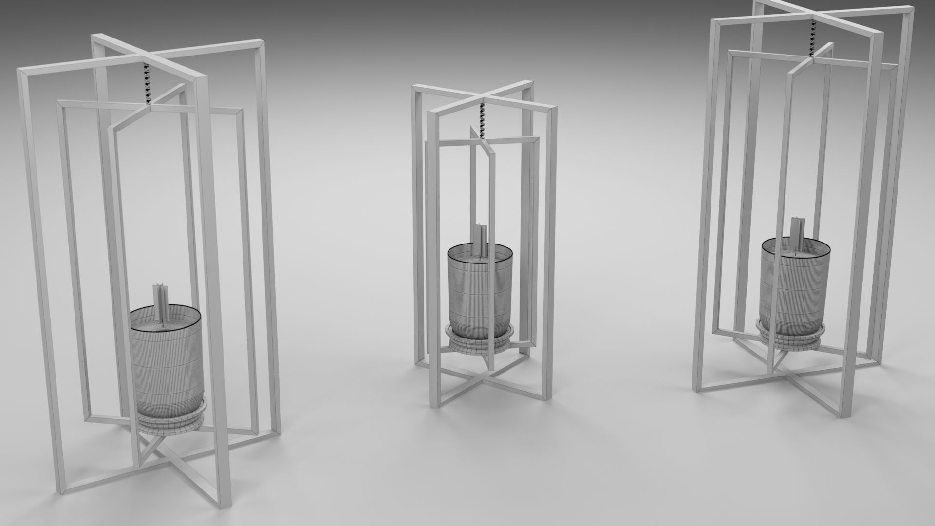 candlestick three gold candle holders 3D model_5