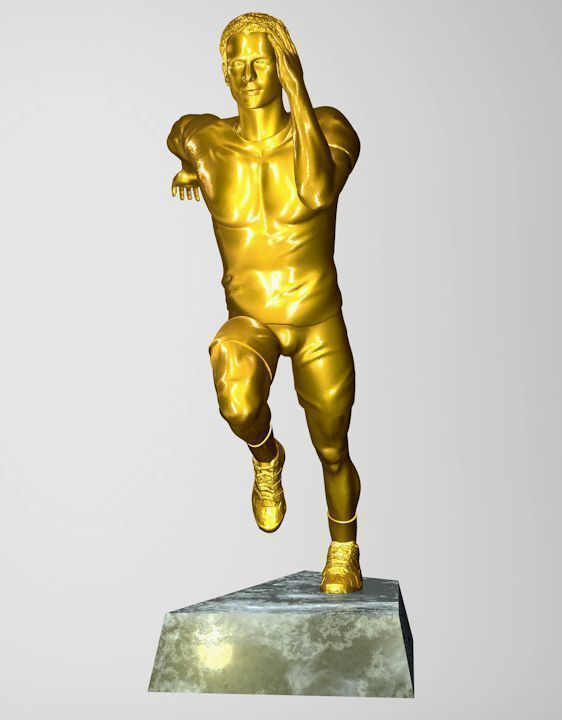 Runner 3D model golden athlete running 3D print model_5