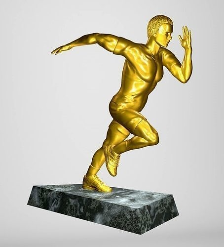 Runner 3D model golden athlete running 3D print model