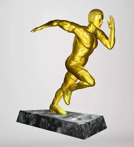 Runner 3D model golden athlete running 3D print model