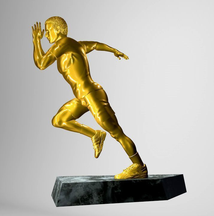 Runner 3D model golden athlete running 3D print model_4