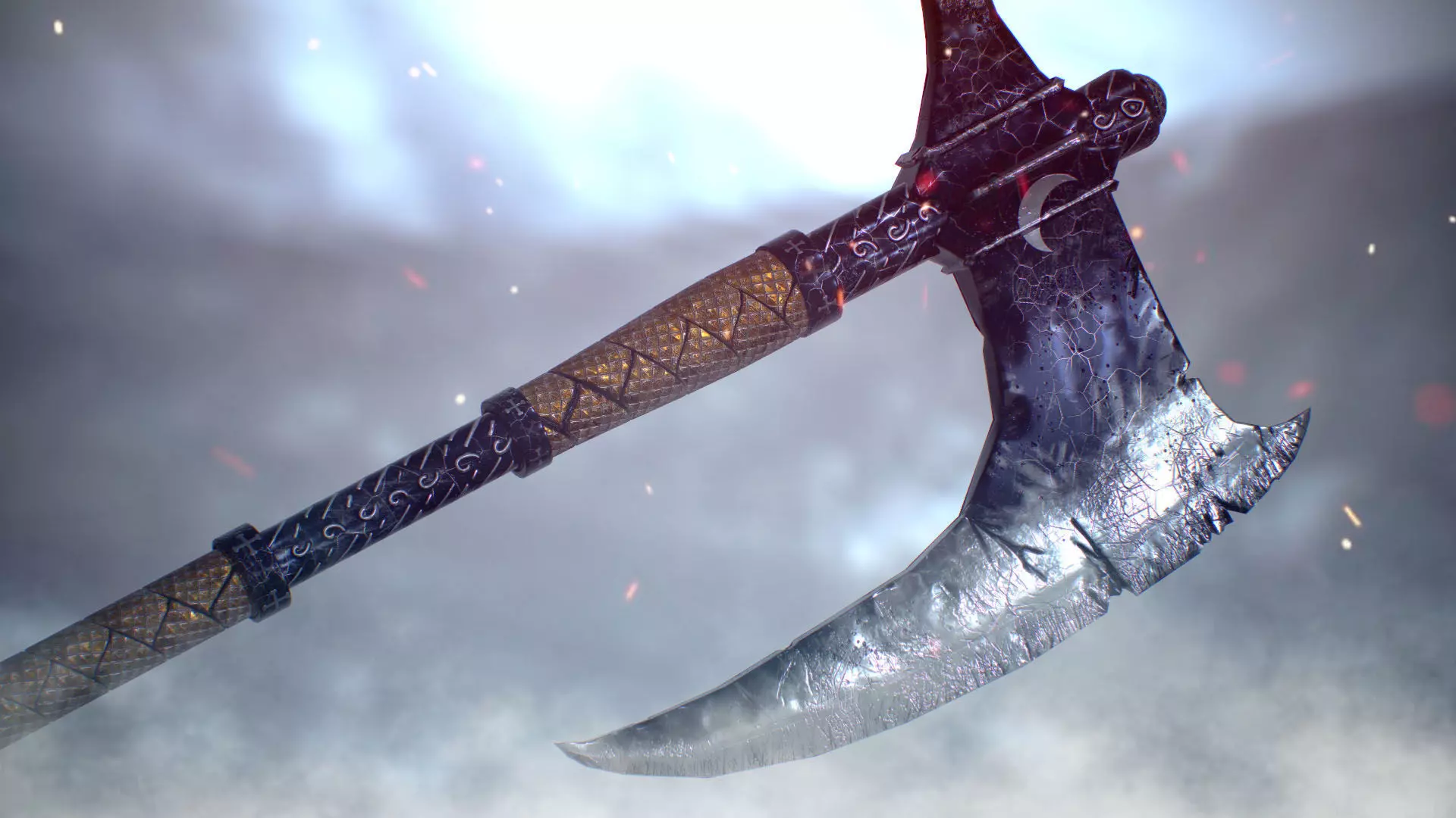 Crescent Axe - Dark souls 2 Low-poly 3D model_0