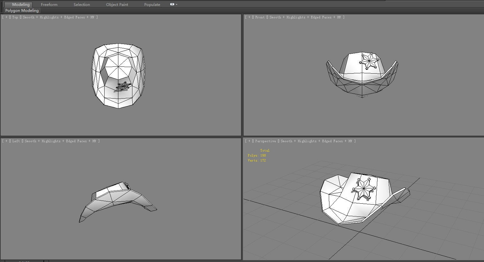 Cartoon cowboy hat - Texas police detective Low-poly 3D model_6