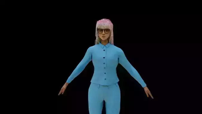 secretary woman in suit with hair 3D model