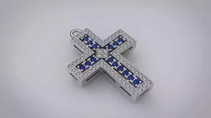  Cross with diamonds and sapphires