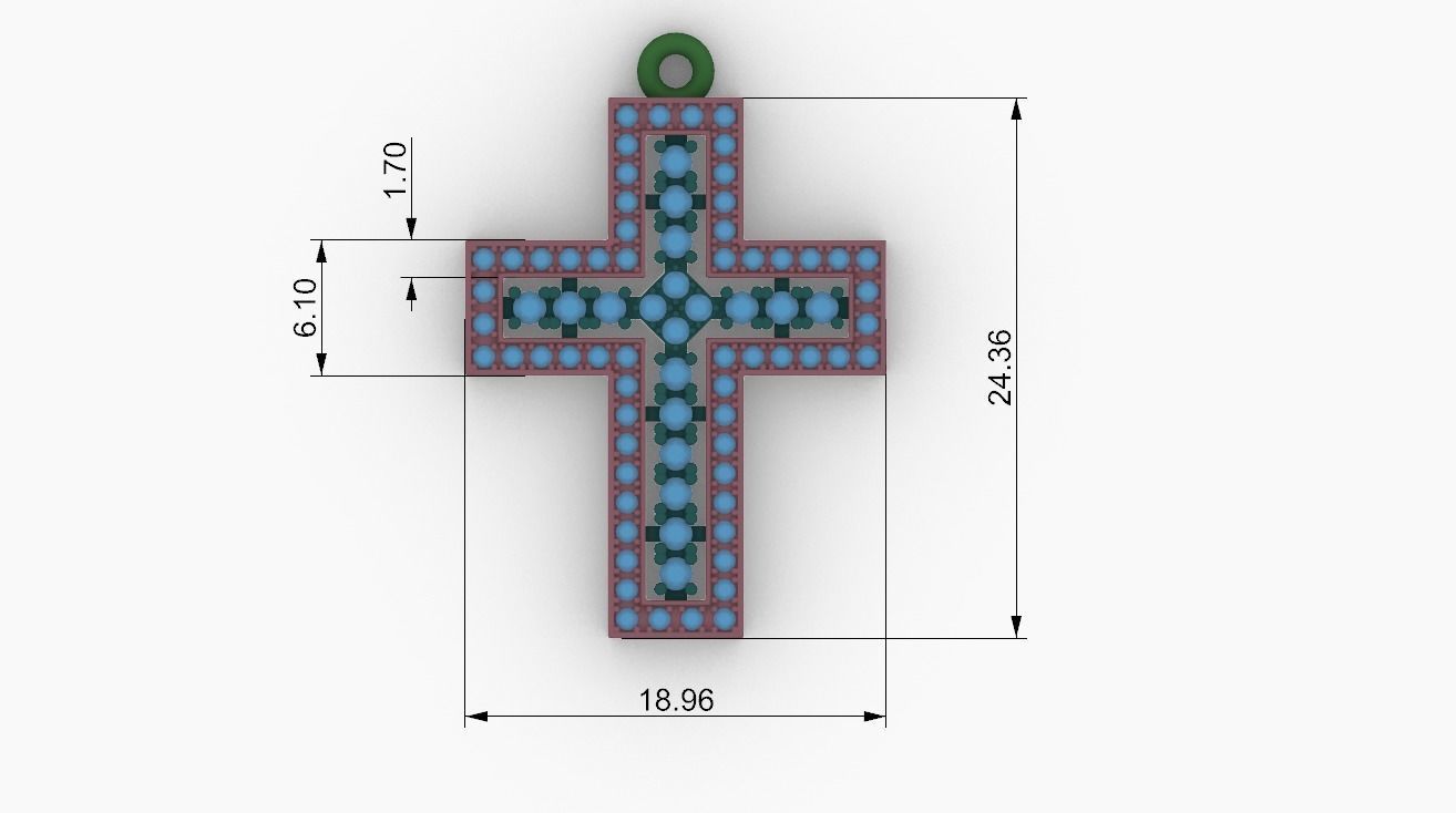  Cross with diamonds and sapphires 3D print model_3