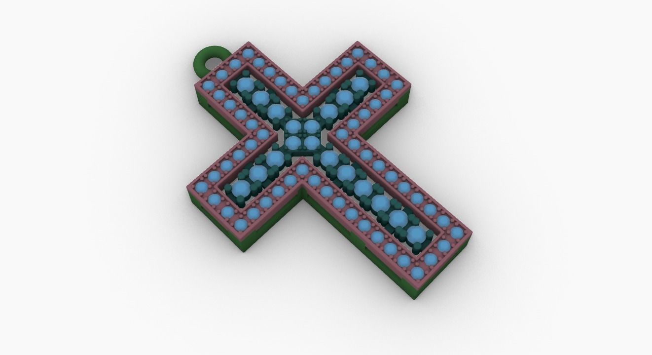  Cross with diamonds and sapphires 3D print model_5