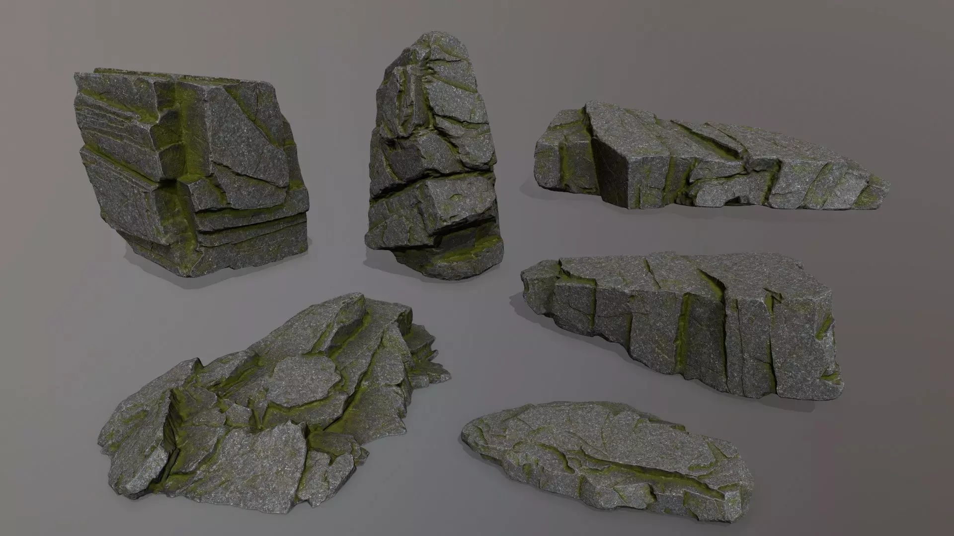 Rock Set Low-poly 3D model_0