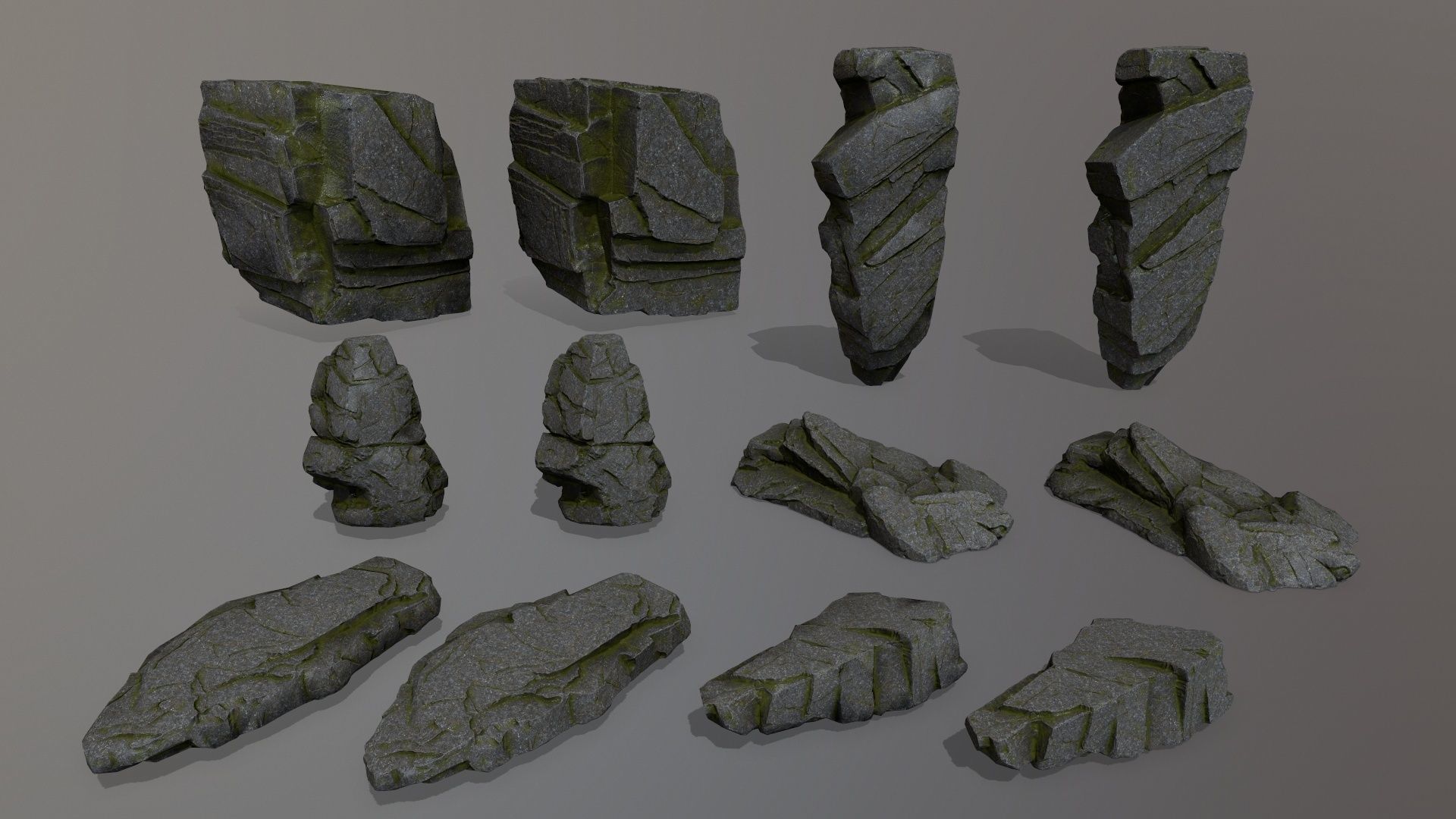 Rock Set Low-poly 3D model_1