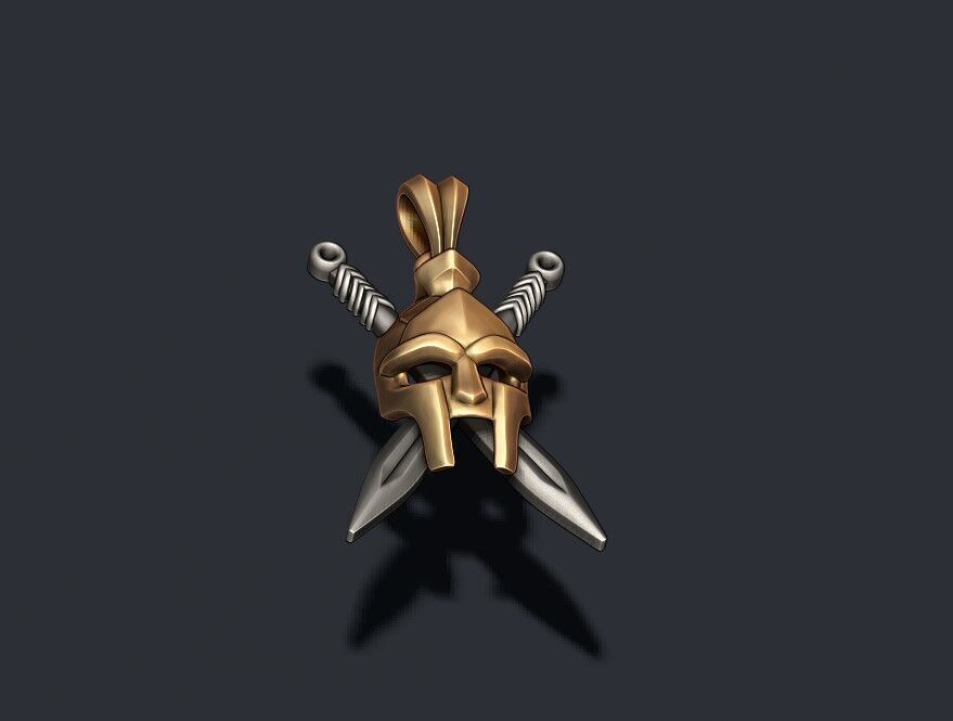 Helmet sword pendant 3D print model_5