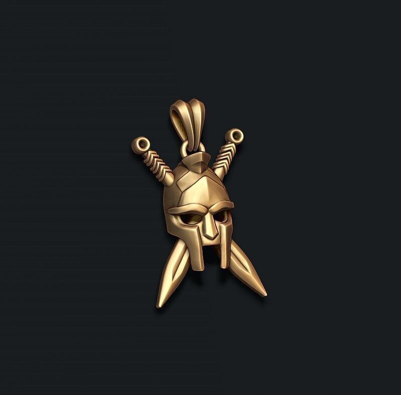 Helmet sword pendant 3D print model_6