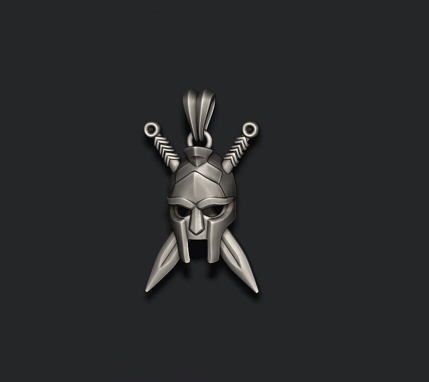 Helmet sword pendant 3D print model_7
